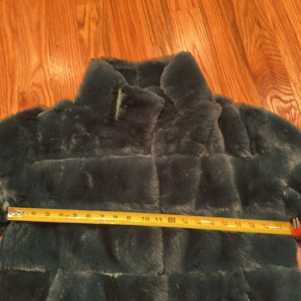 Luxurious Faux Fur Jacket coat in Deep Teal/Hunter Green.  S/M